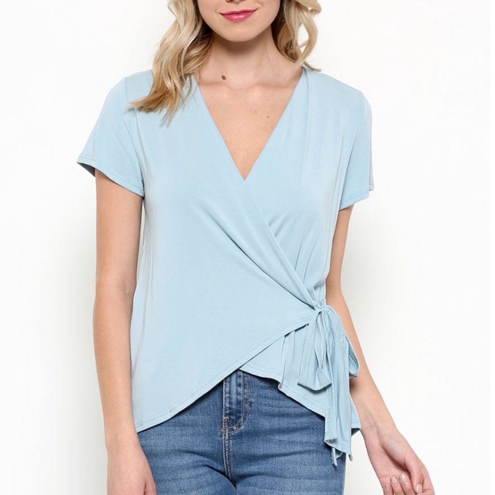 SALE!!!!!Tie side blue jersey top